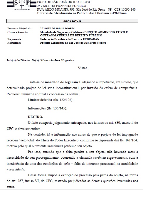 Juiz extinguiu mandado de segurança da Febraban