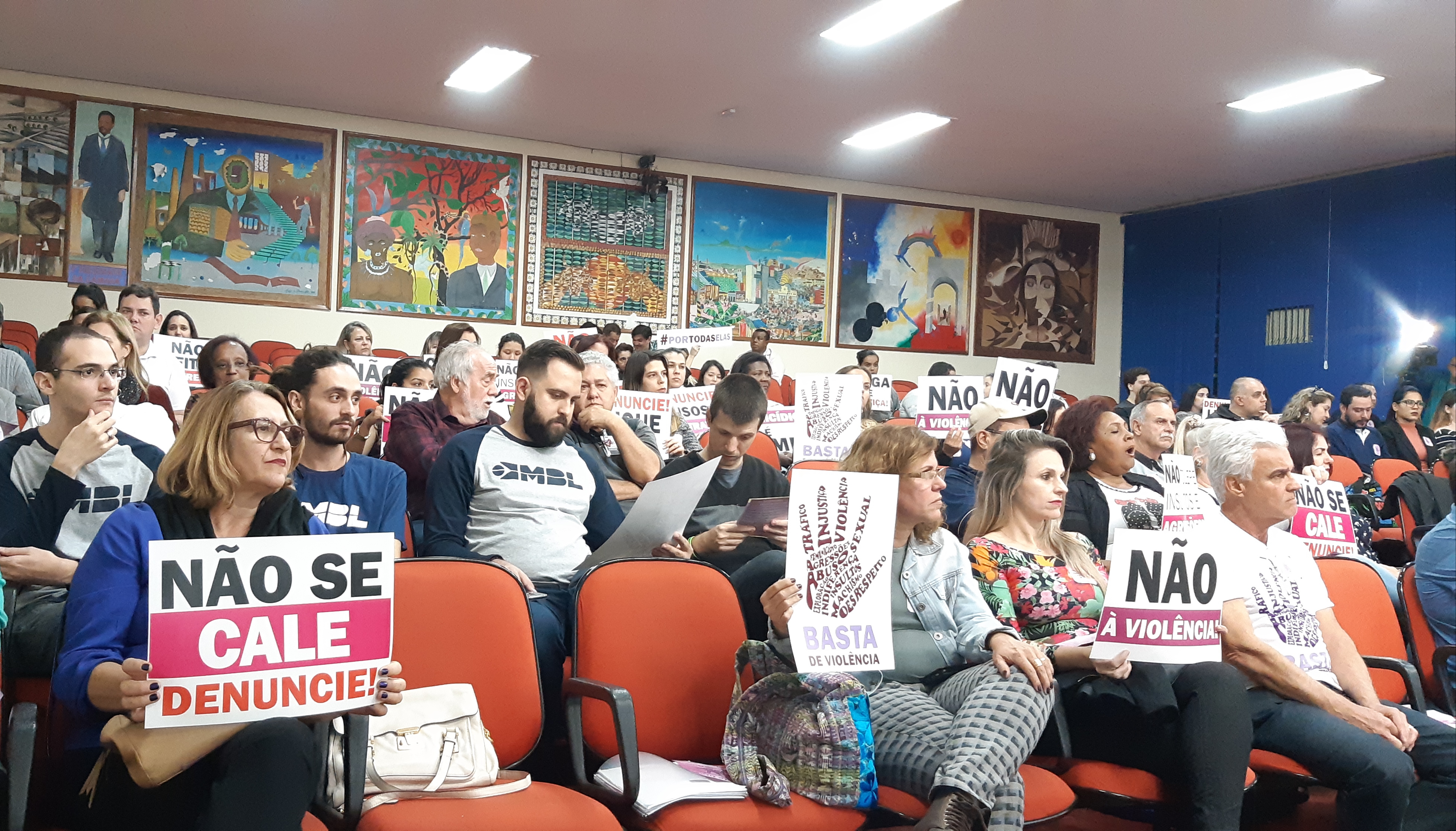 Grupos contra a violência à mulher acompanharam a sessão