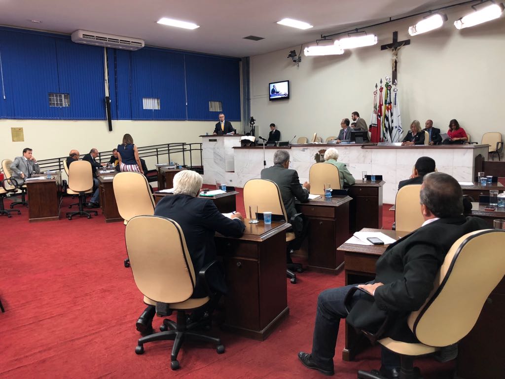 Vereadores no Plenário da Câmara durante a 14ª sessão ordinária