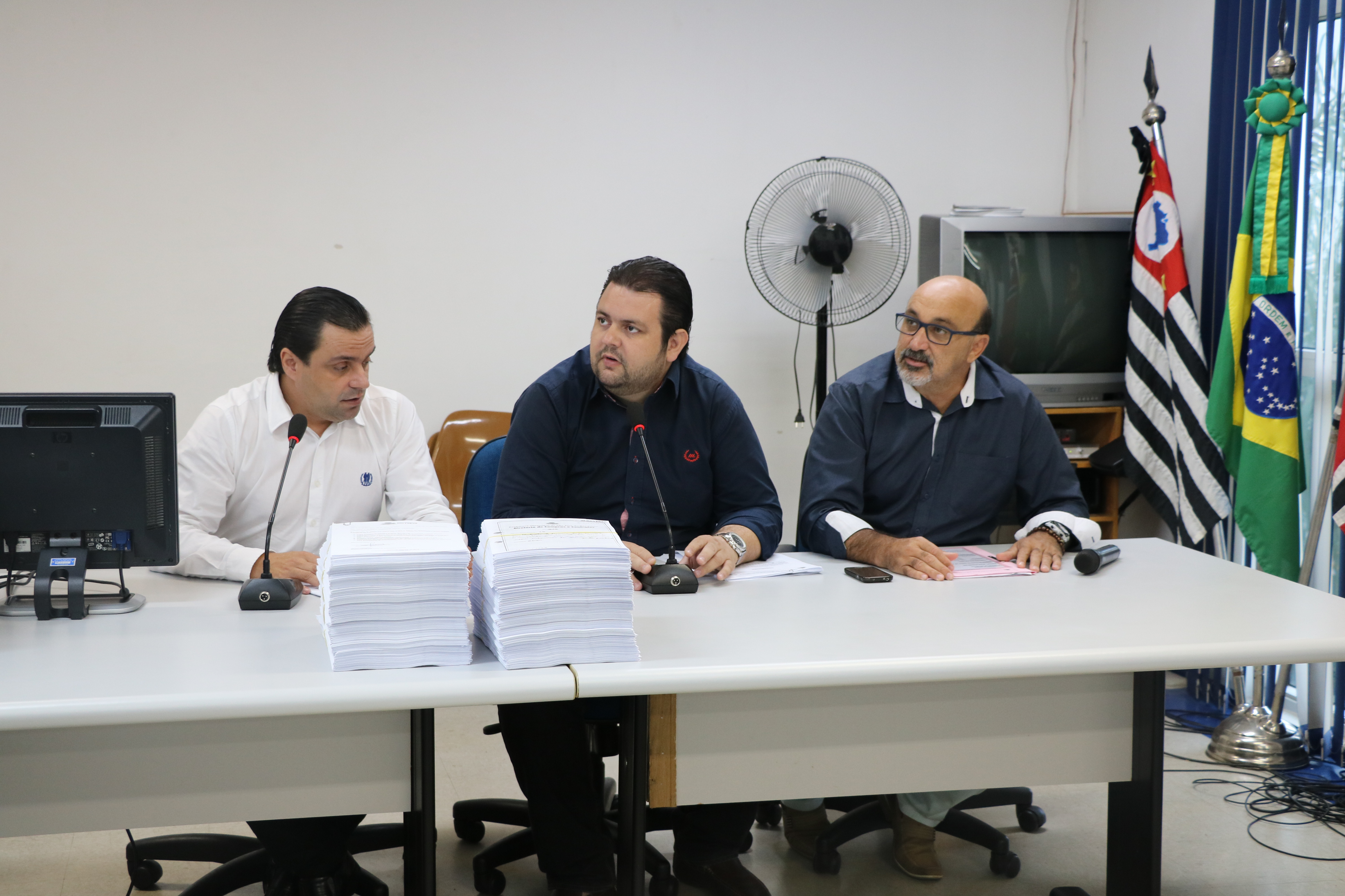 Comissão em reunião no auditório da Câmara
