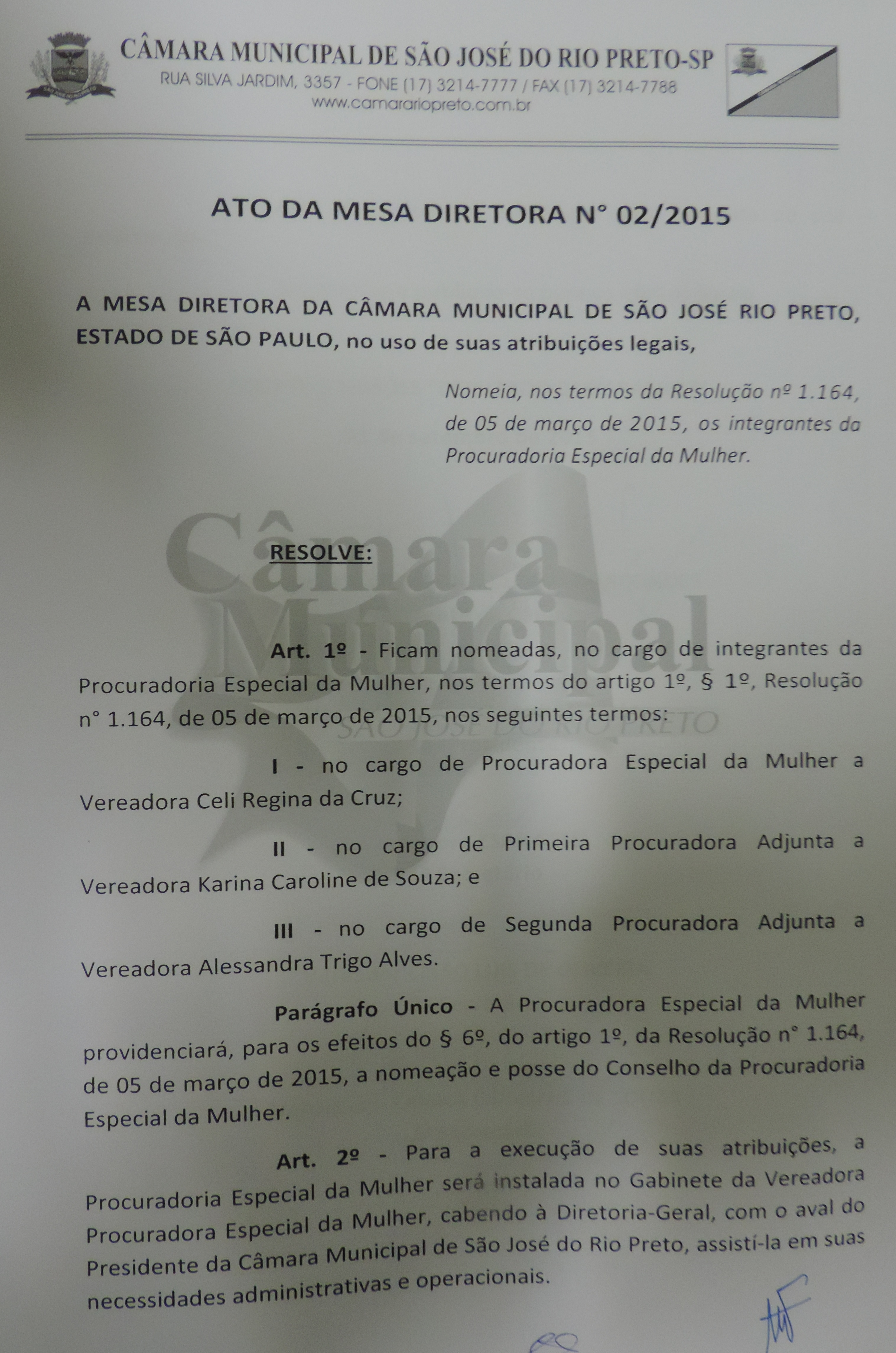 Ato da Mesa Diretora nomeou Celi Regina presidente da procuradoria